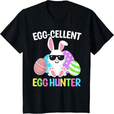 Детская футболка с надписью 'Eggcellent Egg Hunt Easter Bunny' для мальчиков и девочек, малышей