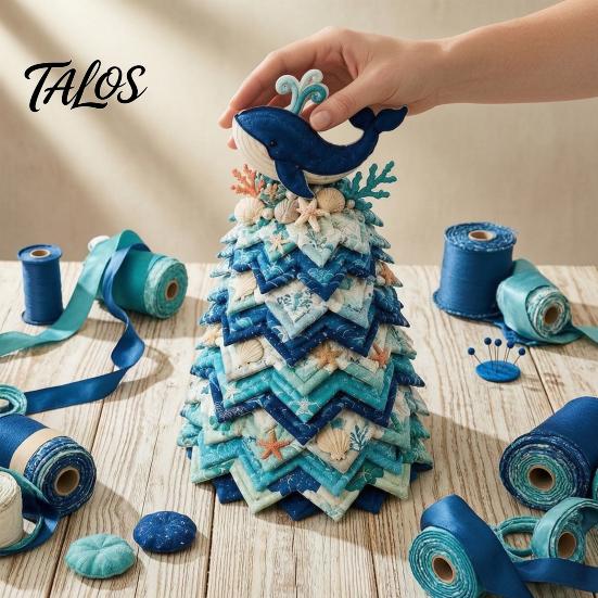 Тканевые аксессуары в морском стиле DIY, Набор для создания стеганой рождественской елки «Океан», Праздничное 3D-пэчворк, Декоративное рукоделие, Подарок, Прибрежная тематика, Ручная работа, Стеганое шитье
