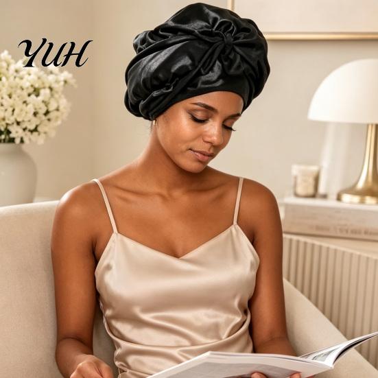Braided Hair Cap No Heat Curling for Women, Adjustable Curls Comfortable Head Wrap Satin Bonnet, Double Layer Sleeping Medium, Long Hair, Braids,