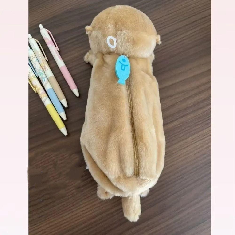 Pen Holder Otter Pencil Case Large Capacity Stationery Bag Plush Pencil Bag Students