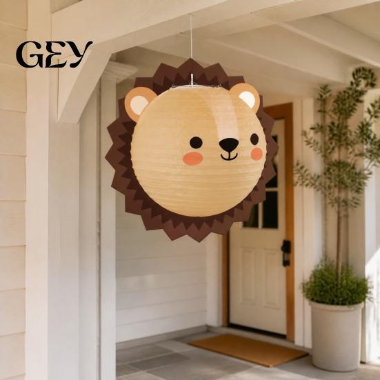 Indoor Outdoor Christmas Decor Animal Paper Lantern, Jungle Theme Party Decoration, Large 10 Inch Ornament Hanging Round Lantern for Birthday