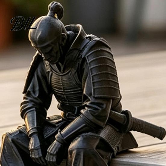 Miniature Warrior Figures 3D Printed Contemplative Figurine, Seated Edge Sitting Statue, Collectible Figurines Desktop Ornament for Home Office Shelf