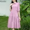 Женское повседневное летнее платье с круглым вырезом и рукавом до локтя
