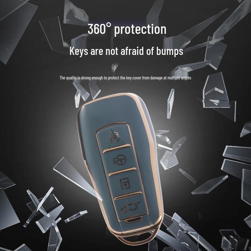 Xpeng G3 Key Case for P7 Car Remote: Gold-Edged PU Leather Protective Shell for Men & Women