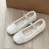 Fashion New Rhinestone Short Plush Ballet Flats Shoes Women Furry Fleece Mary Janes Diamonds Fluffy Warm Elegant Loafers Ladies Shoes