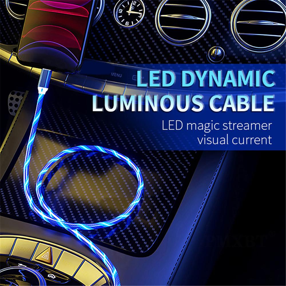 Flow Luminous LED кабель для зарядки 3A быстрая зарядка USB A для iPhone 14 13 12 X USB провод светодиодный кабель светящийся кабель для Airpods iPad