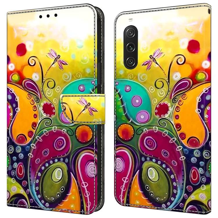 For Sony Xperia 10 V Wallet Phone Case Pattern Printing PU Leather Flip Cover - Flower Vine
