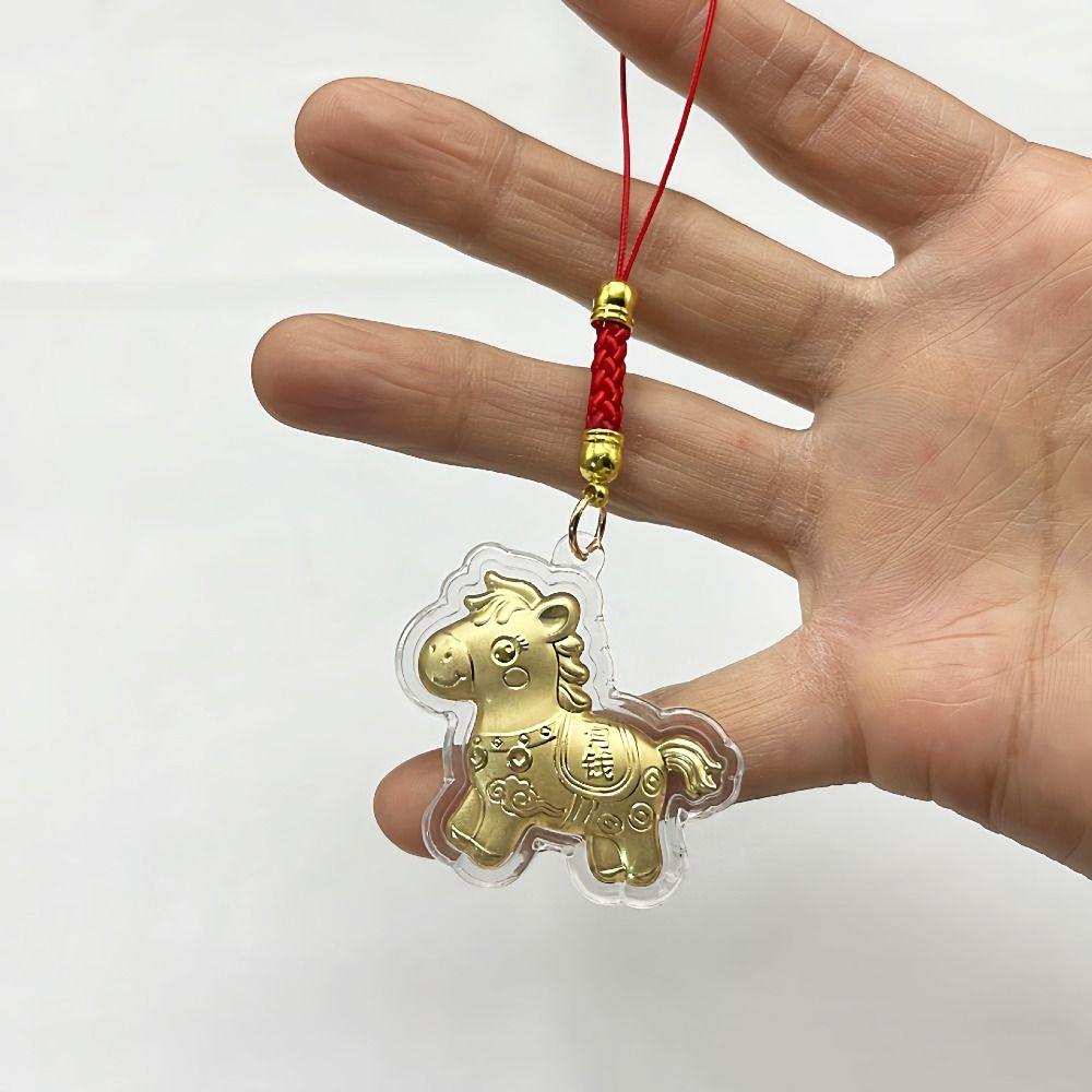 Get Rich Gold Horse Keychains Wealthy Mobile Chain Bags Accessory Bag Pendant Zodiac Horse Year