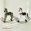 Nordic Retro Distressed Wooden Rocking Horse Ornament for Home and Children's Room Decor.