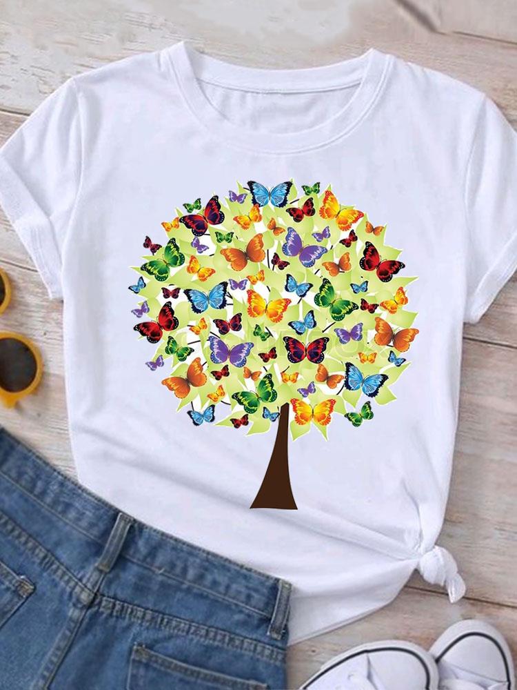 (Азиатский размер) Женская футболка в пляжном стиле, модный принт, женская графика, повседневные футболки с коротким рукавом, футболка, верхняя одежда