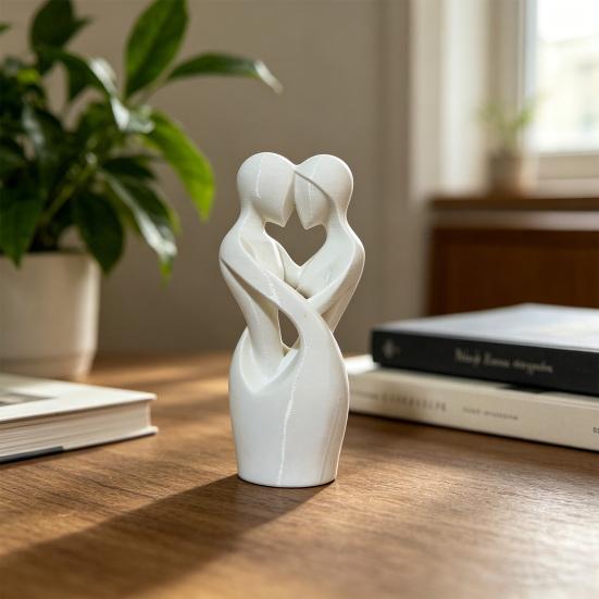 Минималистичное 3D-печатное украшение для пары с вырезом в форме сердца Гладкие Деликатные Линии Черно-Белое Настольное Сувенирное Романтическое Домашнее Украшение Подарок