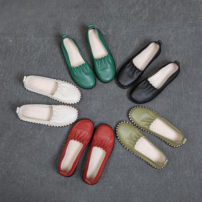 Женская кожаная обувь с мягкой подошвой и мягкой поверхностью, повседневные одинарные туфли на одну ногу