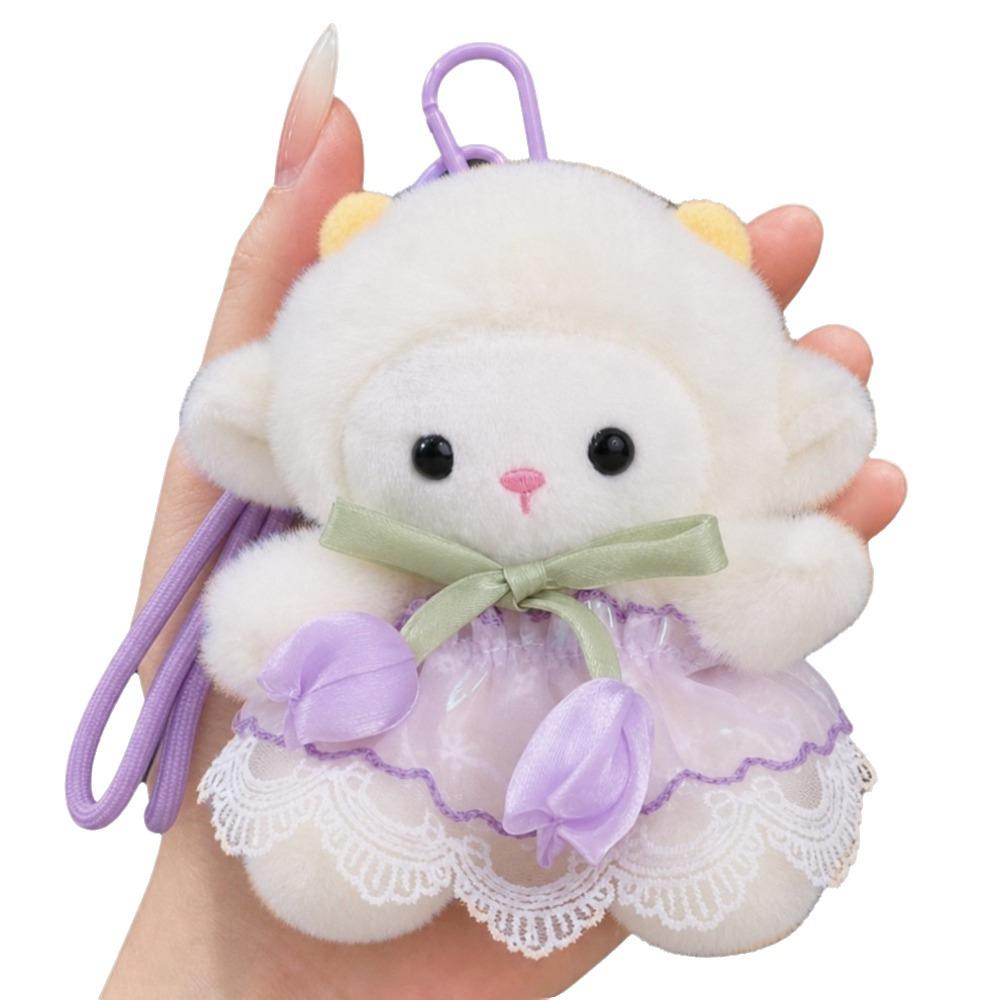 Cute Plush Sheep Keychain Lamb New Year Sheep Bag Pendant Tulip Lamb Doll Hanging Decoration
