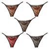 [One Limitation] Thong Leopard Print Colorful Panties Sexy Lingerie for Women PTS055S5 (5-Pack) Size Free Size (Fits M–L)