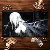 Monochrome WhiteHaired Warrior Large Game Mat NonSlip Rubber Playmat Dark Fantasy Silhouette For Trading Card Tabletop Gaming
