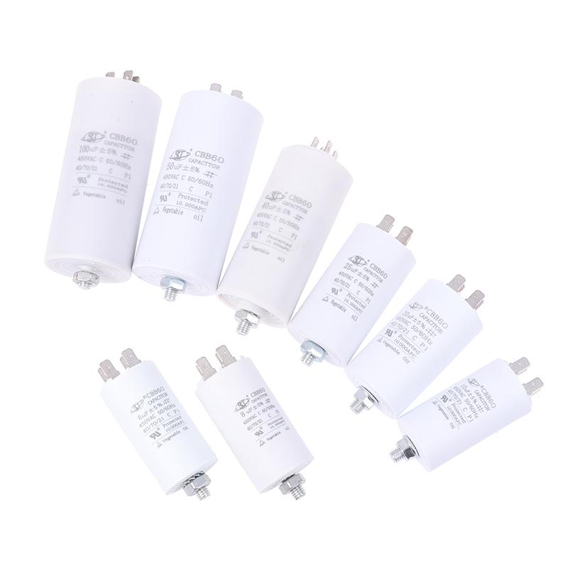 Cbb60 пусковой конденсатор 6Uf~100Uf конденсатор двигателя 50 / 60 Гц 450 В переменного тока с винтом M8 для электродвигателя/стиральной машины