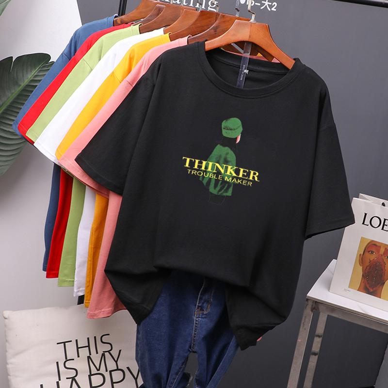 2024 летняя зеленая шляпа для девочек, женская футболка, новые летние хлопковые футболки большого размера с принтом, мягкая женская одежда, топы