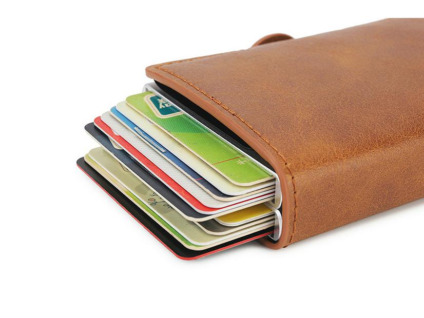 Men's Carbon Fiber RFID Anti-Theft Double Layer Metal Card Holder Wallet