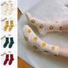 5Pairs Sweet Mid Tube Socks Girls Breathable Autumn Flower Socks Women Cotton Socks  Autumn Winter