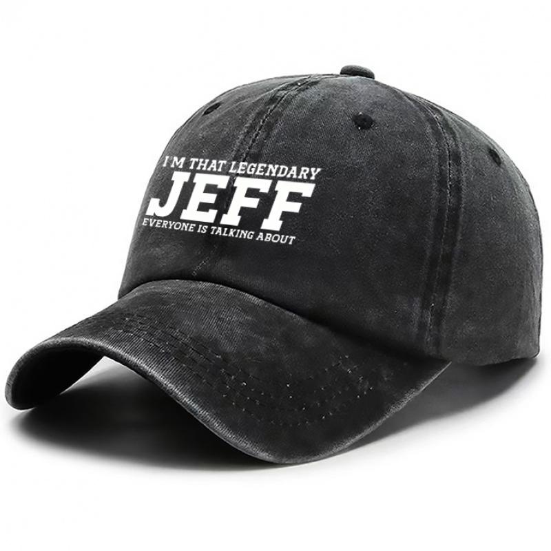 pc Jeff Printed for Men Women Adjustable Hook Loop DAD Hat with Jeff Print Breathable Unisex Outdoor Suitable for Casua