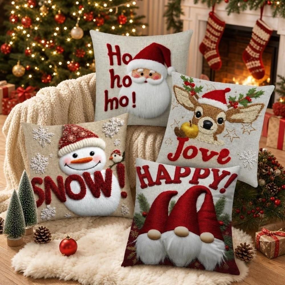 2D Printed Christmas Pillow Covers Soft Snowman Pillow Cover Home Decor Xmas Pillowslip Sofa