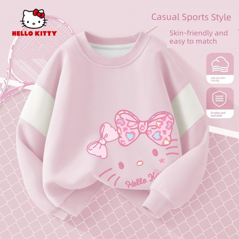 Hellokitty Girls' Sweatshirt, Spring and Autumn Style, Pink Children's Top, Early Spring Children's Clothing, Girls' Long-Sleeved Base Shirt
