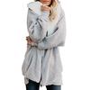 Womens Solid Oversized Zip Down Hooded Coat Cardigans Outwear With Pocket