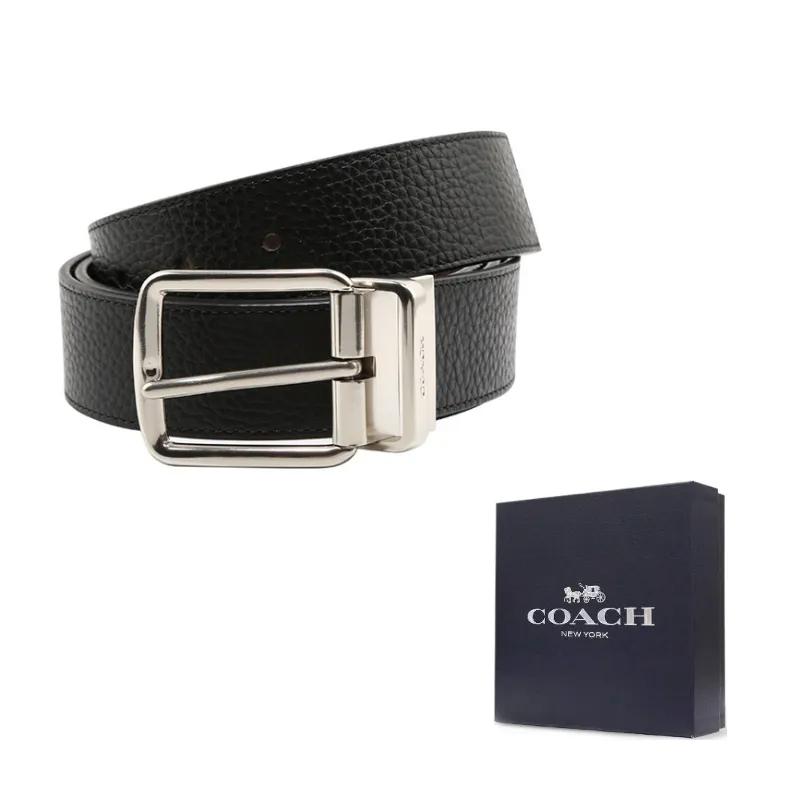 COACH Double-Sided Pin Buckle Leather Belt Black / Brown (Unisex) Leather Belts 64840 AQ0
