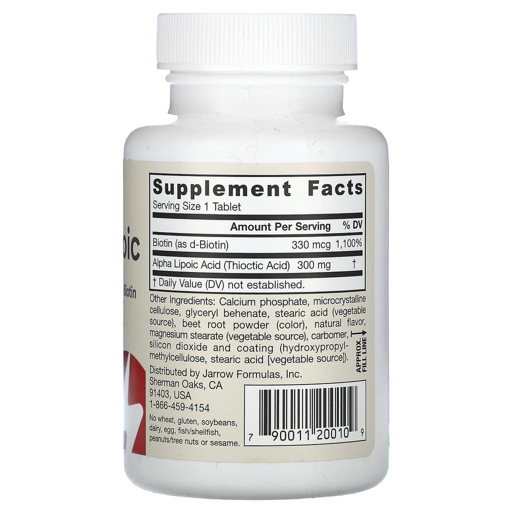 Jarrow Formulas Alpha Lipoic Sustain, с биотином, 300 мг, 60 таблеток