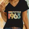 Women 60th Birthday Essential Classic Tops Vintage 1960 To 1969 Graphic T Shirts Short Sleeve Vneck 60 Years Old TShirt Tops