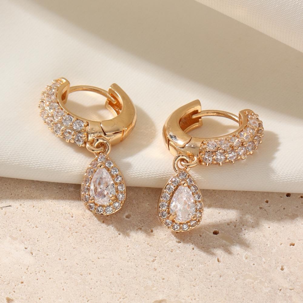 Fashion Water Droplets Dangle Earrings for Women Sparkling Zirconia Fashion Jewelry Gift