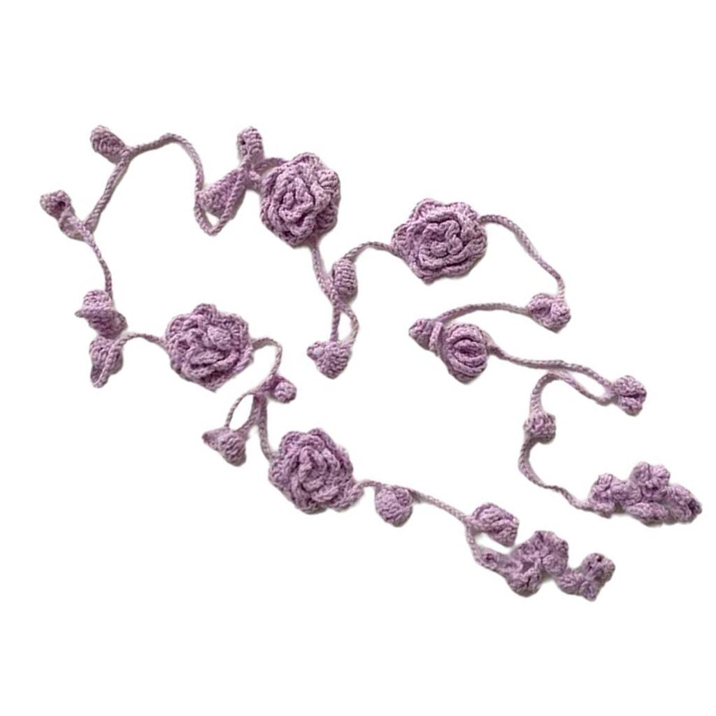 Retros Styles Fashion Scarves Handmade Knitted Neckerchief Flower Women Scarf for Vintage Fashion Enthusiasts