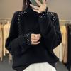 Dimanaf 2025 Winter Sweaters Autumn Women Solid Print Turtleneck Bat Sweaters Knitting Loose Sweater
