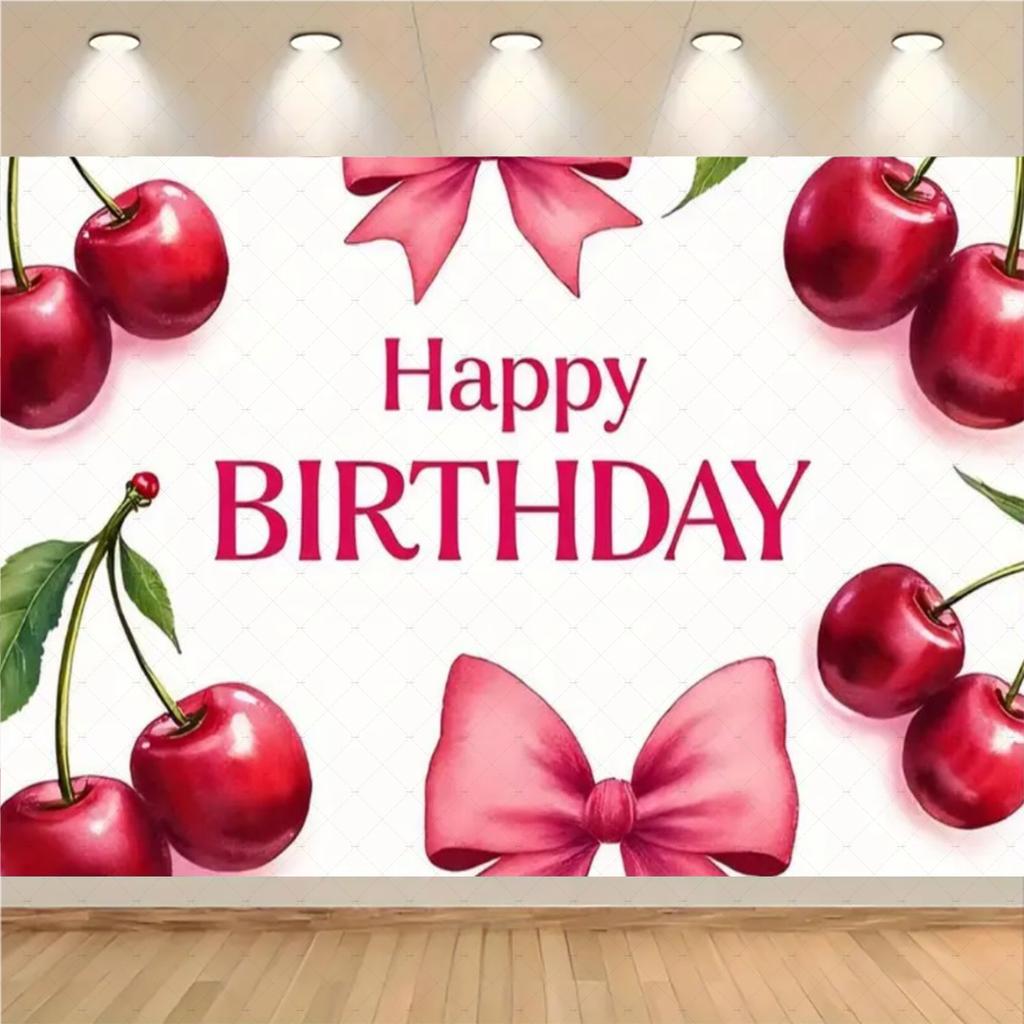 Birthday party decorations Rose Cherry: Cherry and knot background, cake background for girl31