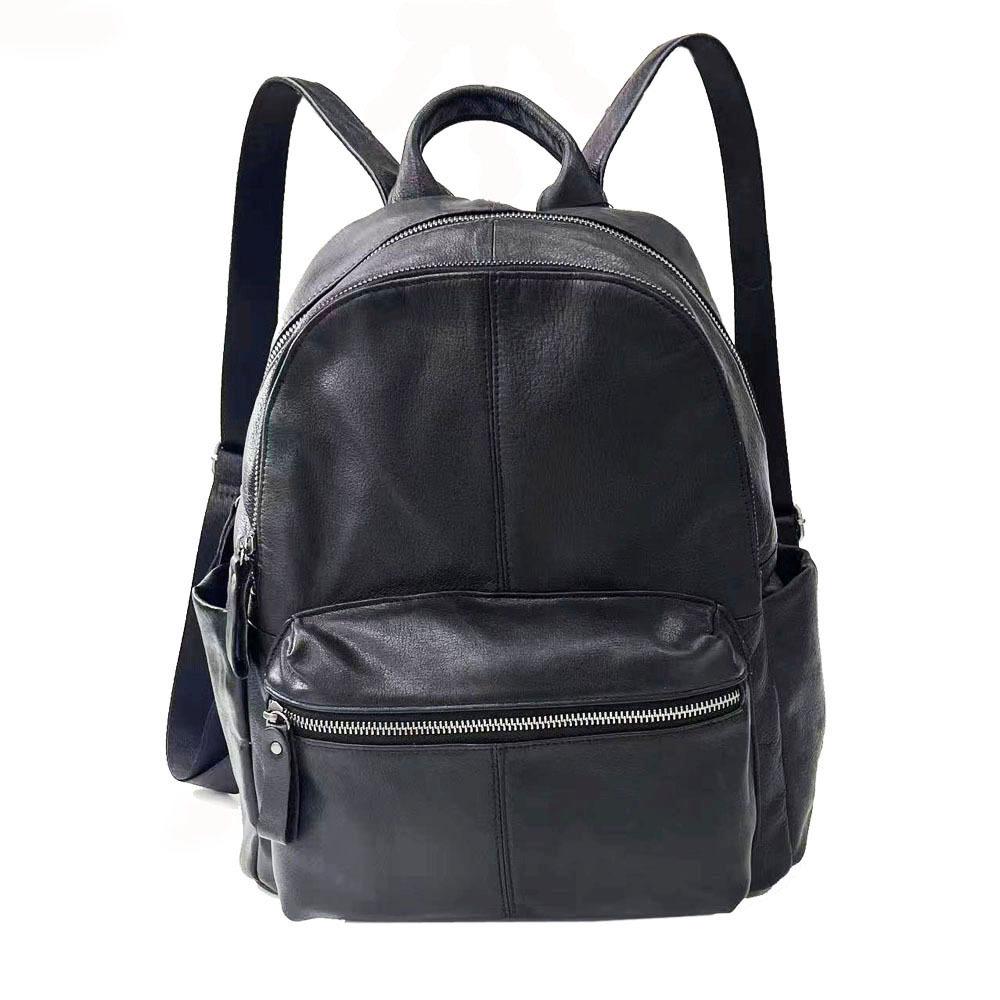 Кожаный рюкзак женский черный первый слой мягкий коровья кожа женский рюкзак модная женская сумка