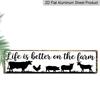 2D Flat 1pc Farmhouse Wall Sign Compatible for Platforms"Life Is Better on The Farm" Rustic Aluminium Decorative Sign with HD Fade-Resistant Print