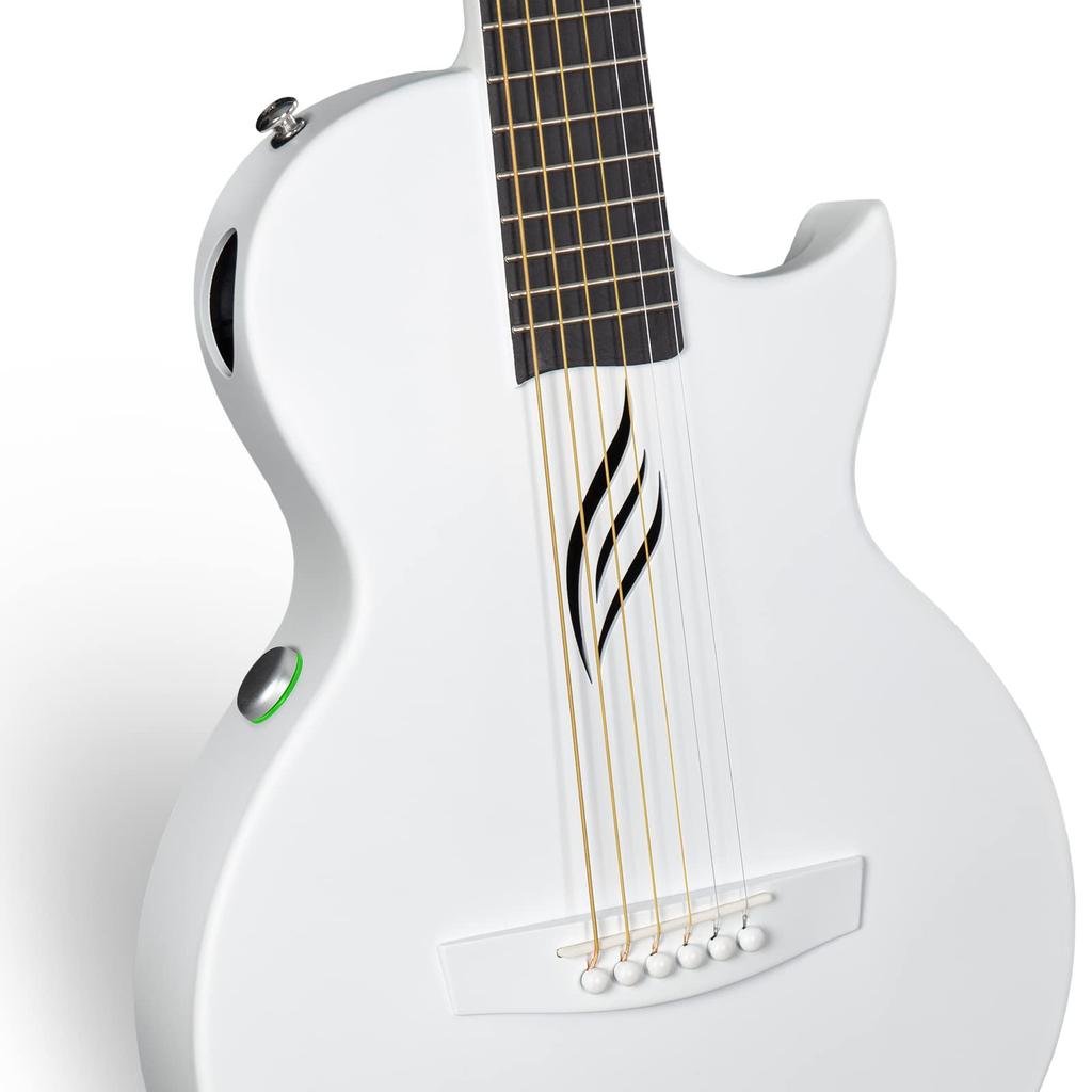Enya Nova Go SP1 Acoustic/Electric Guitar, Carbon Fiber Mini Guitar with AcousticPlus Pickup, Includes Guitar Case and Strap (White)
