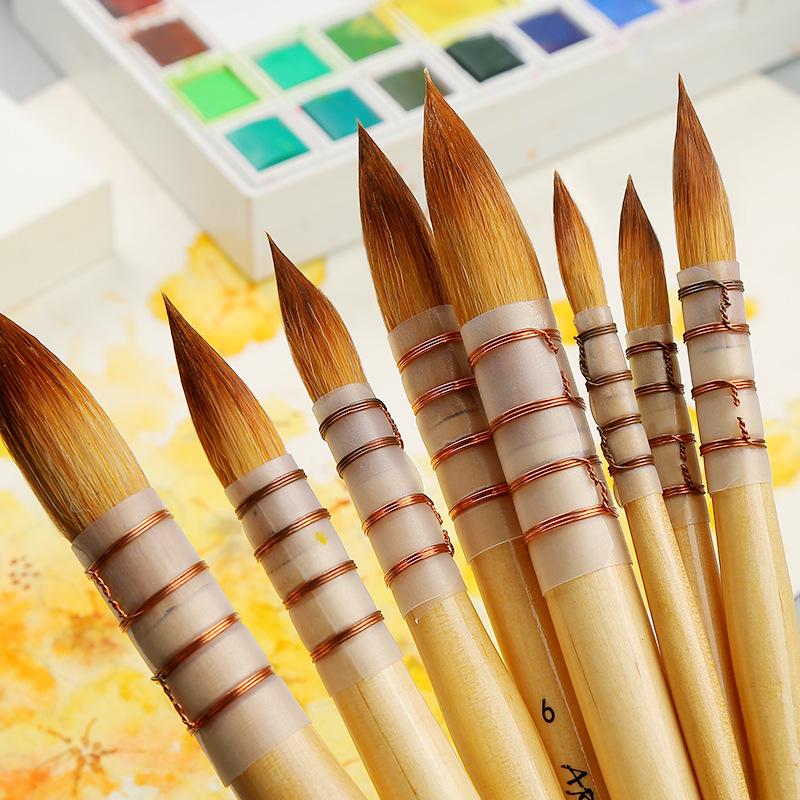 Корейская ArtSecret Академия Класс Красное дерево Ручка Нейлон Кисть для акварели 15RT