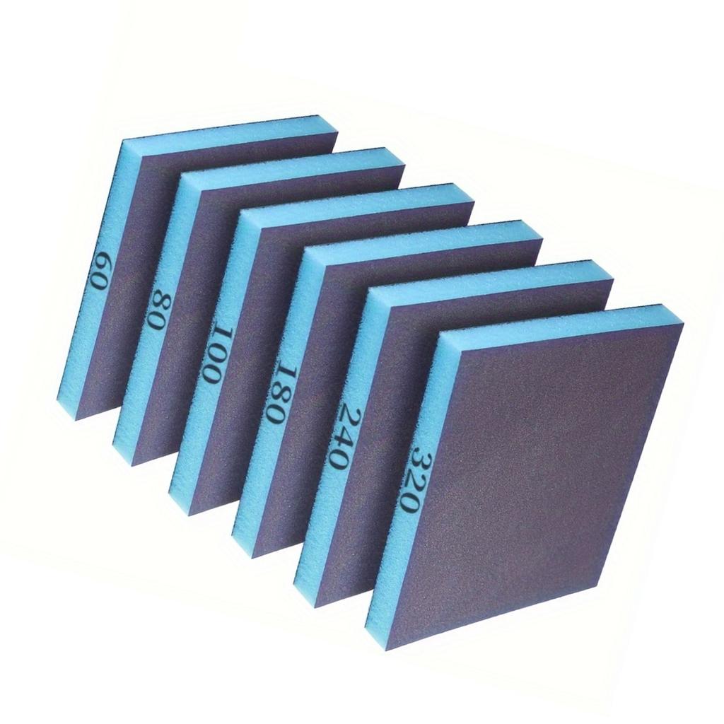 6Pcs Sanding Sponge 60-320 Grit Washable Reusable Wet Dry Sanding Blocks for Metal Wood Polishing Abrasive Tool