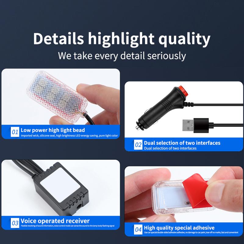 LED Automotive Interior RGB Decorative Lamp Atmosphere Lamp Foot Strip Light Kit Accessories Backlight Remote App Music Control
