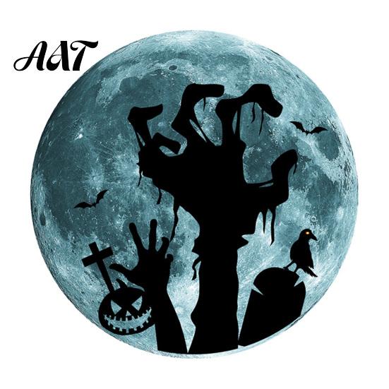 Outdoor Window Stickers Halloween Glow in The Dark Wall Stickers, Moon Bat Tombstone Raven Removable PVC Decals Ghost Decals, Waterproof