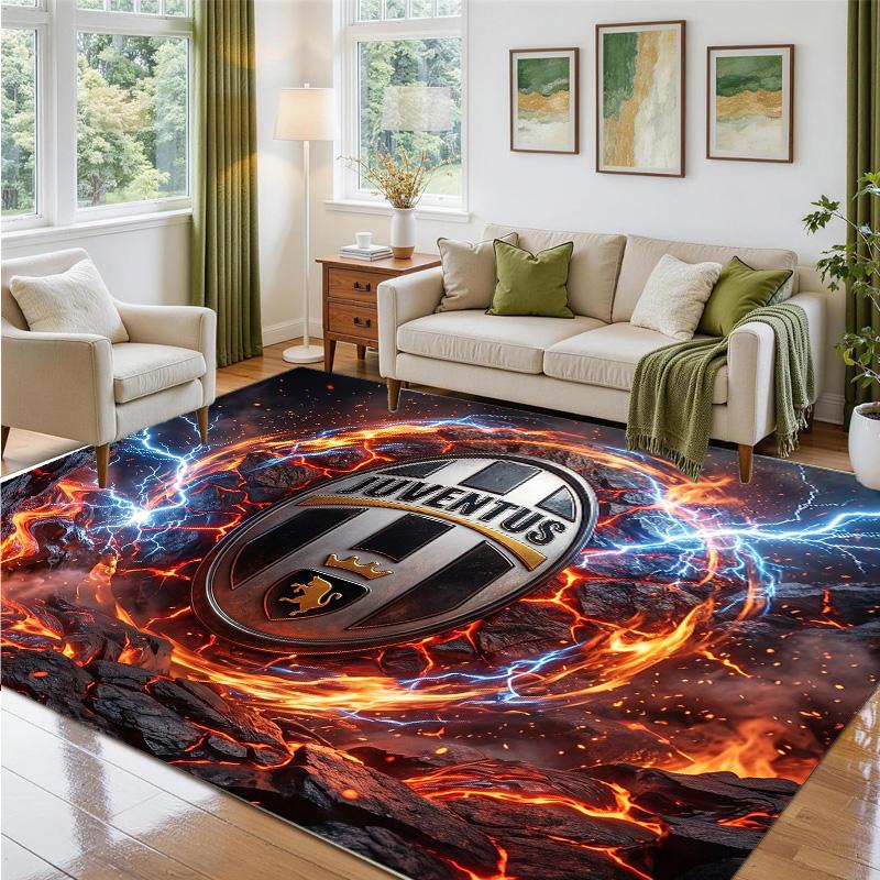 Juventus FC Design Crystal Velvet Rug Soft Decorative Mat for Bedroom Entrance