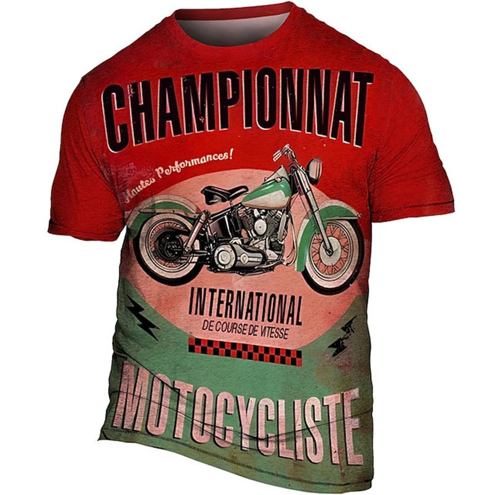 Винтажная байкерская футболка, мужская футболка с рисунком мотоцикла, классические футболки с короткими рукавами и 3d принтом автомобиля, летняя уличная одежда, мужская одежда