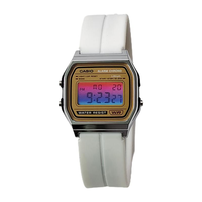 Casio Индивидуальные часы модифицированная серия зеленый циферблат синий пластиковый корпус классические ретро маленькие квадратные часы F-91WM-2A-BaiSeBiaoDaiHongLanJianBianBiaoJing