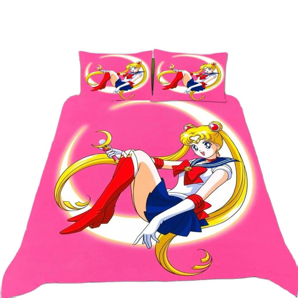 Комплект постельного белья Kawaii Anime Sailor Moon, красивый пододеяльник для девочек, розовое одеяло для девочек, комплект постельного белья King Queen Twin с наволочкой