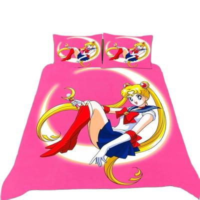 Комплект постельного белья Kawaii Anime Sailor Moon, красивый пододеяльник для девочек, розовое одеяло для девочек, комплект постельного белья King Queen Twin с наволочкой