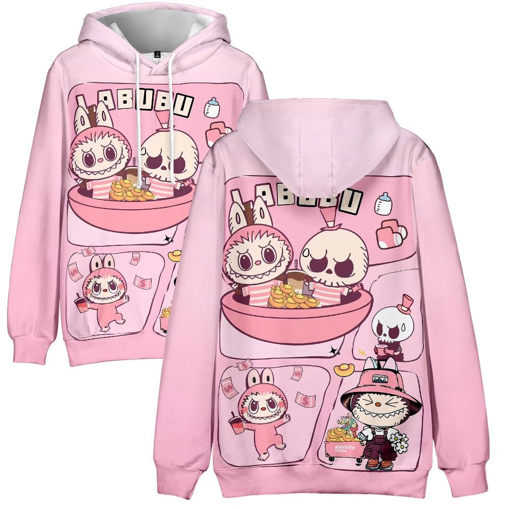 12 цветов LABUBU Printed Men Women Hoodies Casual Pullover Hoodie Fashion Sweatshirts Hip Hop Sweatshirt Clothes