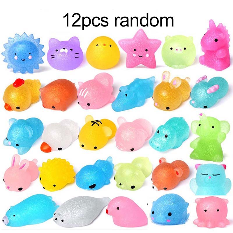 12pcs/lot Mini Cute Soft Squishy Fidget Toy Kawaii Mochi Cat Anti Stress Reliever Sensory Squeeze Xmas Gift for Adult Kid TMZ