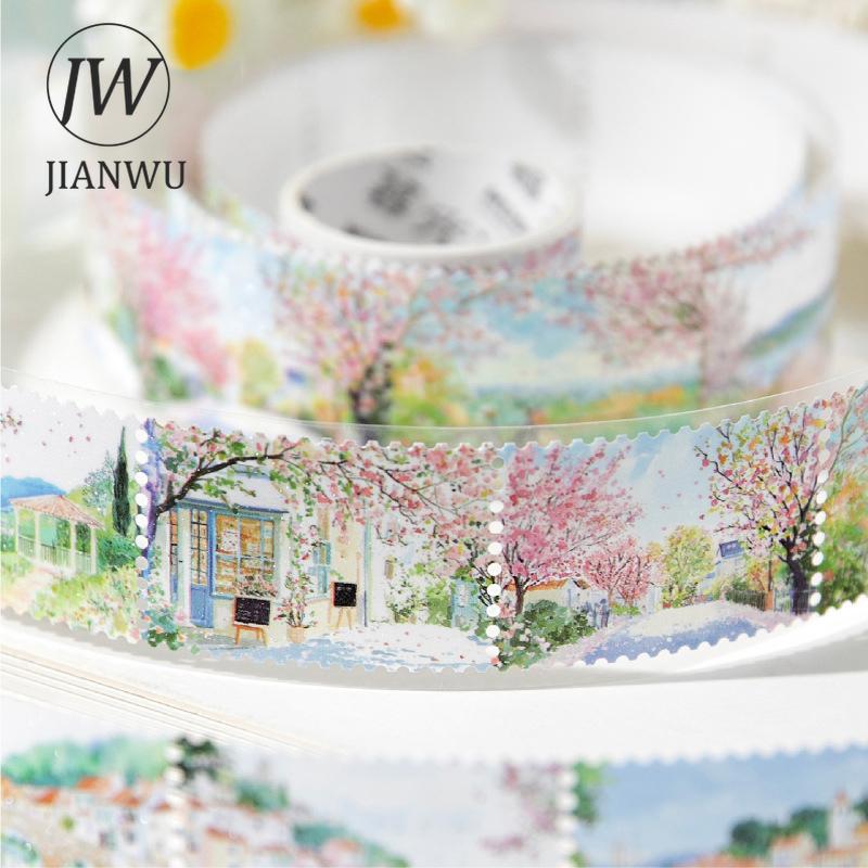 JIANWU Nature Stamp Series Vintage Season Plant Flower Snow Landscape Material Collage Tape Creative DIY Journal Stationery