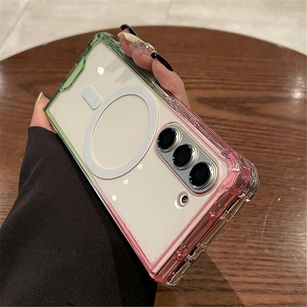 Прозрачный градиентный чехол-бампер Candy Color для Samsung Galaxy Z Fold 7 6 5 4 3 5G с защитой Magsafe для беспроводной зарядки